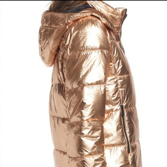 Spyder water resistant rose gold puffy hoodie women jacket size L New - Picture 3 of 15
